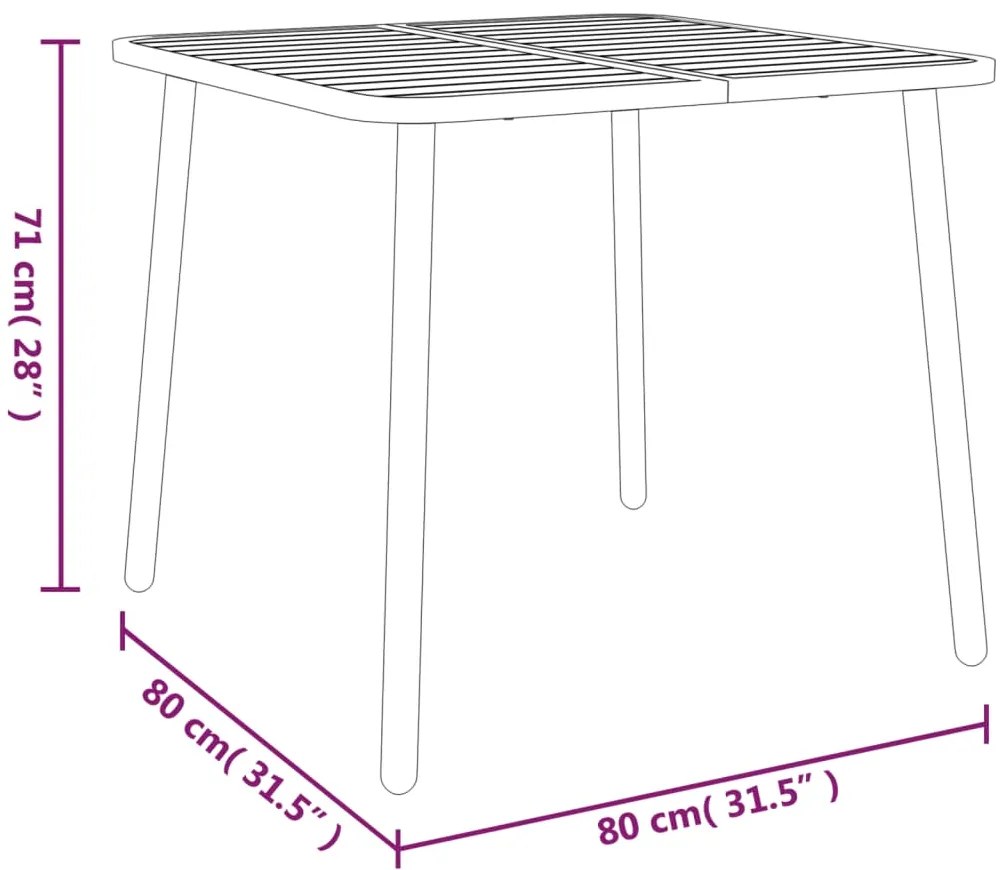 vidaXL Τραπέζι Κήπου Ανθρακί 80x80x71 εκ. Ατσάλινο