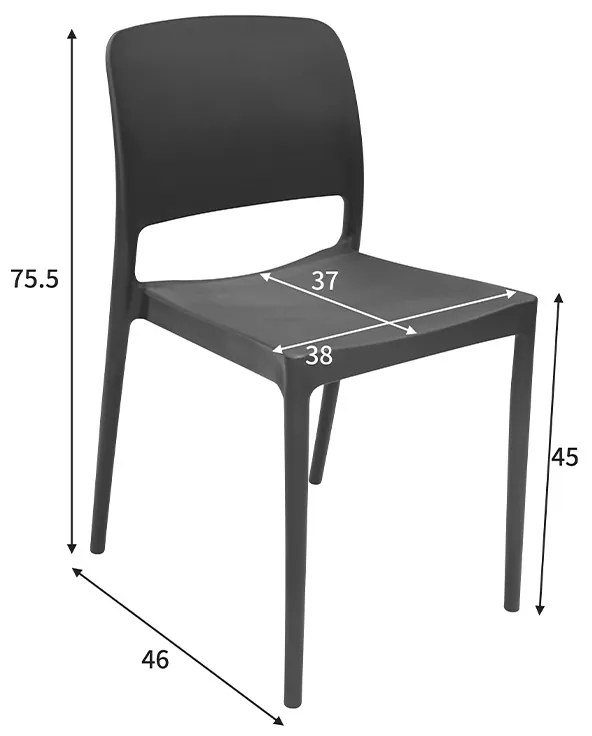 Καρέκλα Fenxy pakoworld pp σε μαύρη απόχρωση 38x42x77εκ