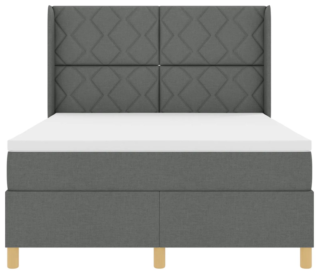 vidaXL Κρεβάτι Box Spring με Στρώμα σε Σκοτεινό Γκρι - 140x200 εκ Υφασμάτινο