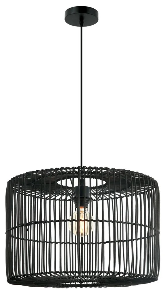 Φωτιστικό Οροφής Μονόφωτο Zambelis 20239 Black Rattan