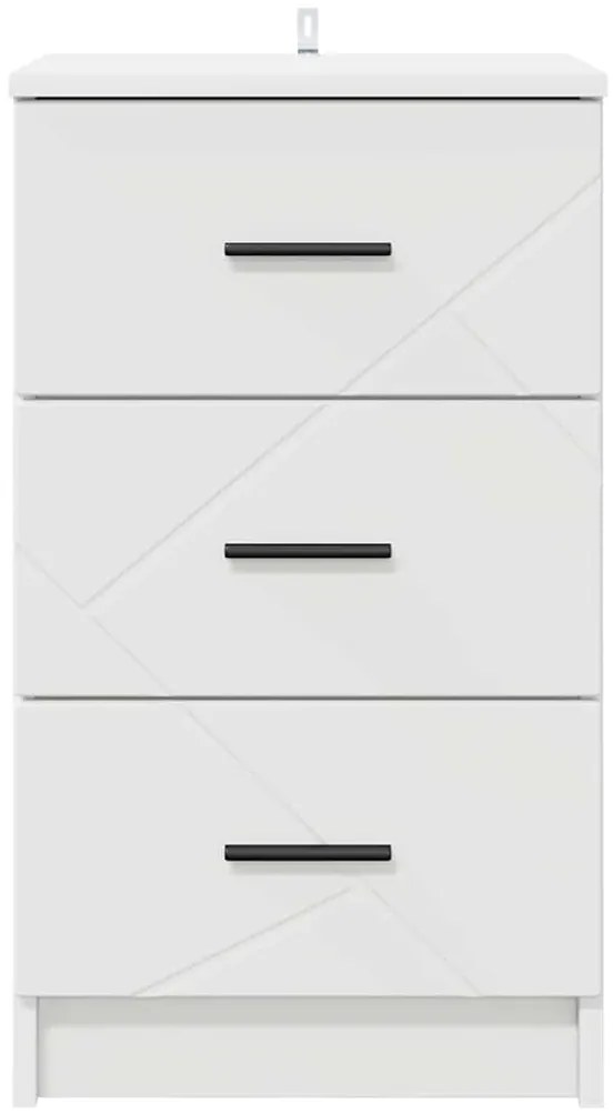 vidaXL Κομοδίνο με συρτάρι Λευκό 38 x 38 x 66 εκ Επεξεργασμένο ξύλο