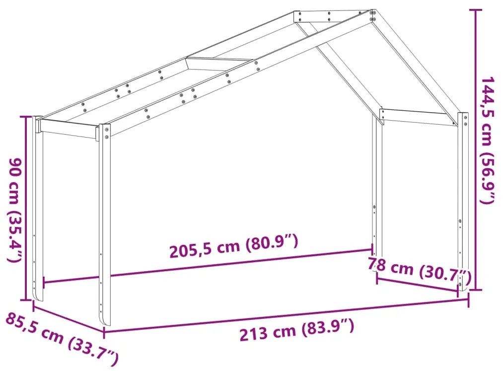 ΟΡΟΦΗ ΚΡΕΒΑΤΙΟΥ ΠΑΙΔΙΚΗ ΚΑΦΕ 213X85,5X144,5ΕΚ ΜΑΣΙΦ ΞΥΛΟ ΠΕΥΚΟΥ 846939