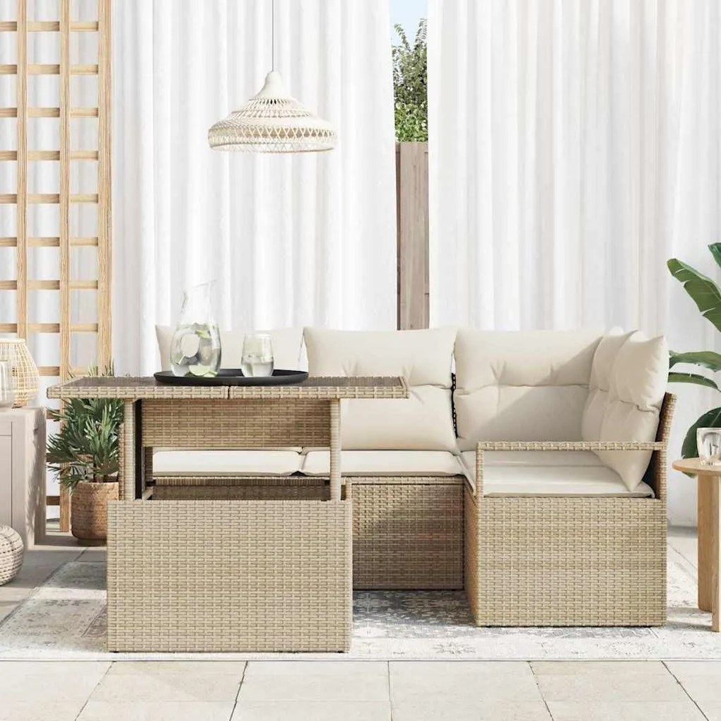 vidaXL Σετ Καναπέ Κήπου 5 pcs μπεζ και κρεμ 100 x 55 x 73 εκ
