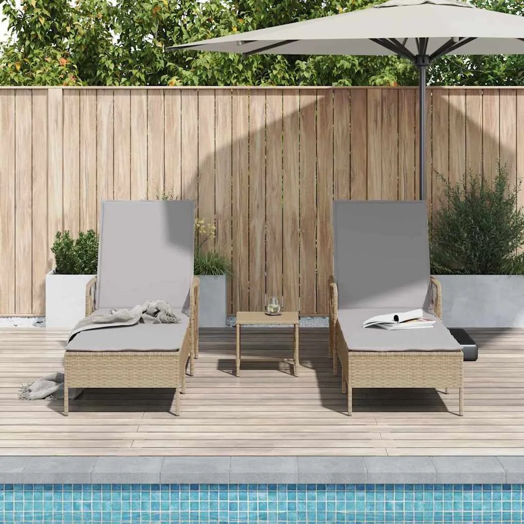 vidaXL Ξαπλώστρα 2-πρόσωπο 2 pcs Μπεζ 35 x 35 x 32 εκ. συνθετικό ρατάν