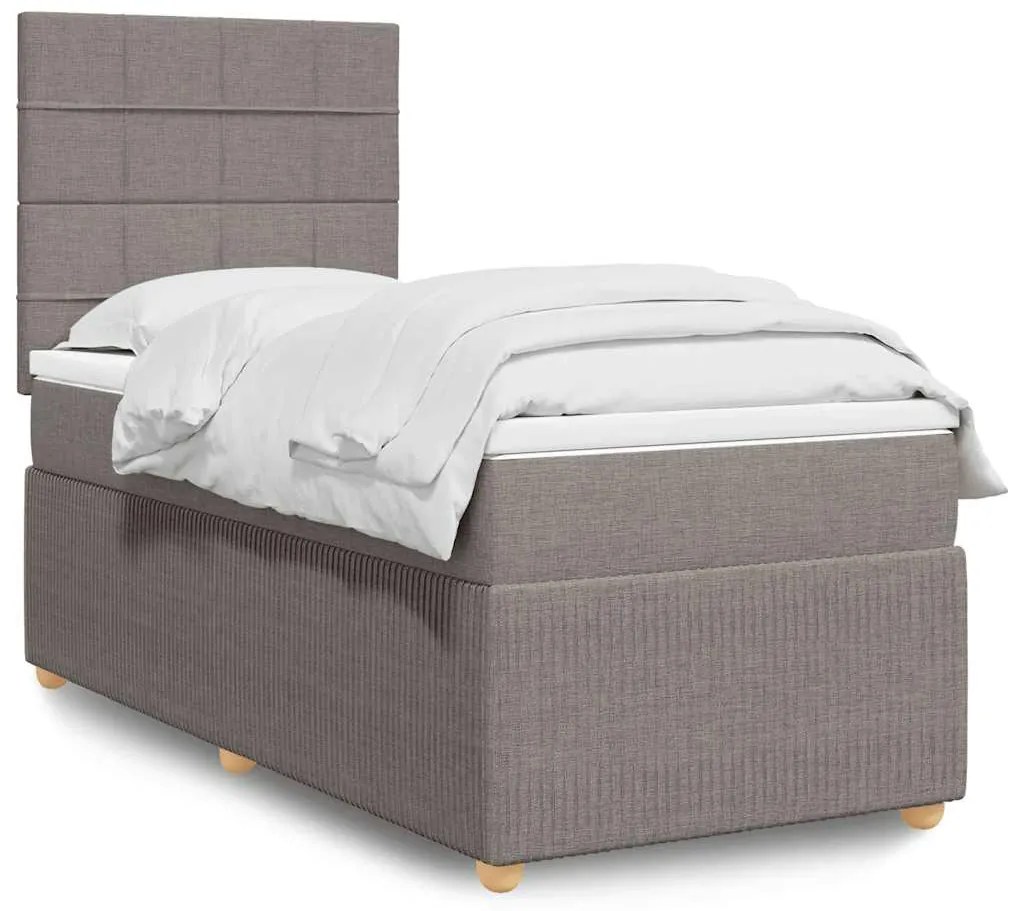 vidaXL Κρεβάτι Boxspring με Στρώμα Taupe 90x200 εκ. Υφασμάτινο