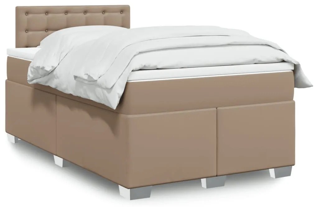 Κρεβάτι Boxspring με Στρώμα Καπουτσίνο 140x190εκ.από Συνθ.Δέρμα - Καφέ