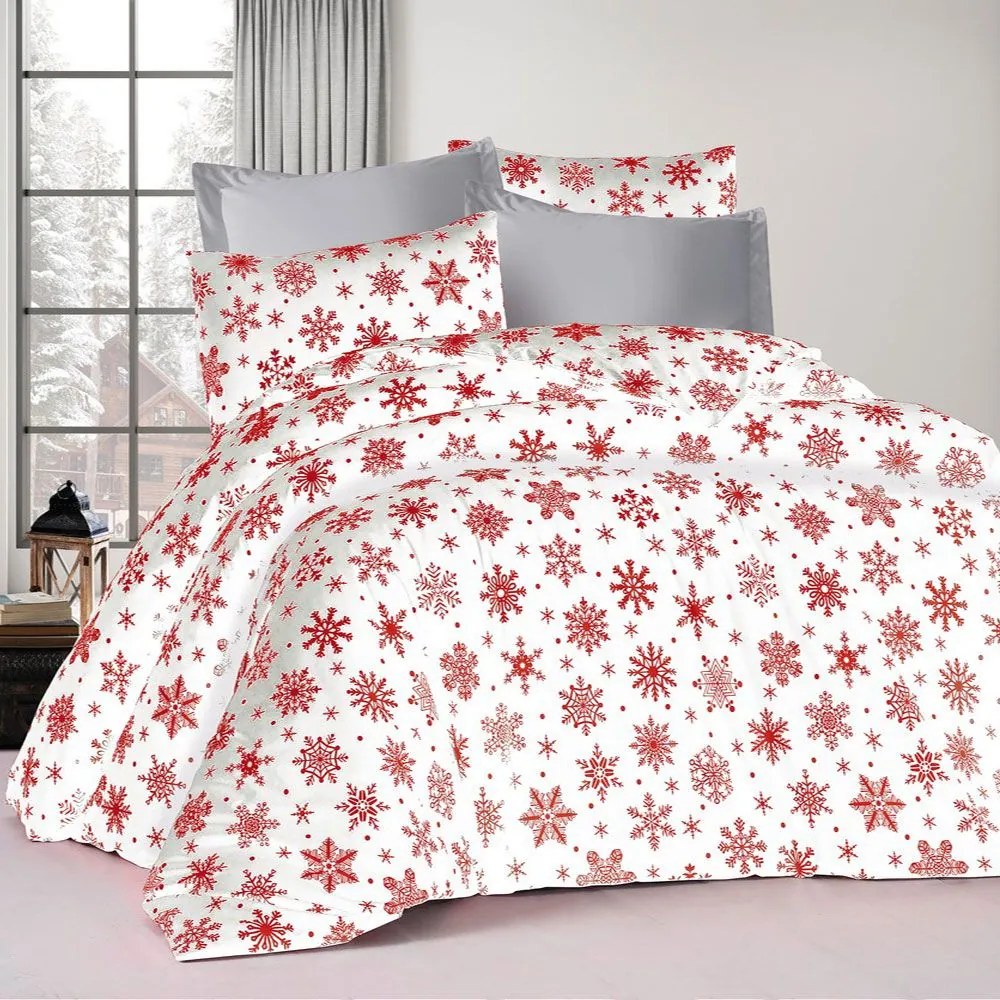 Πάπλωμα Snowflake 462 White-Red DimCol Υπέρδιπλo 220x240cm Βαμβάκι-Πολυέστερ