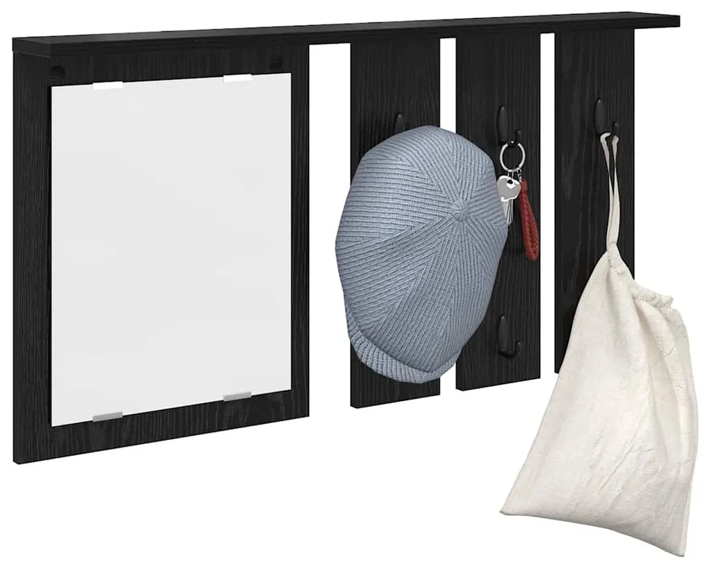 vidaXL Τοίχου Κρεμάστρα Μαύρη δρυς 85 x 10 x 45 εκ. Επεξεργασμένο ξύλο