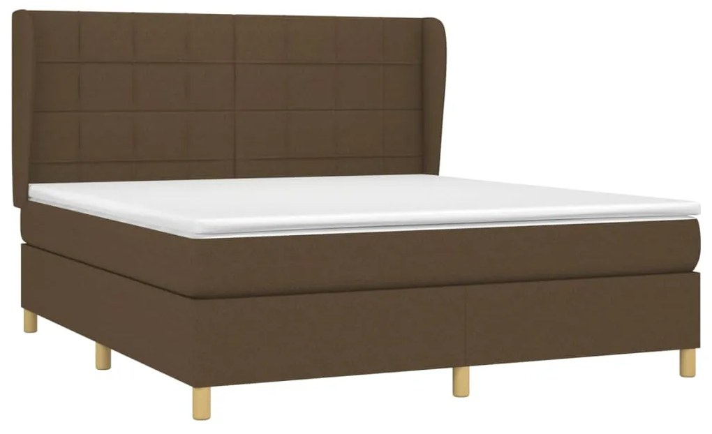 vidaXL Κρεβάτι Boxspring με Στρώμα Σκούρο Καφέ 160x200 εκ Υφασμάτινο