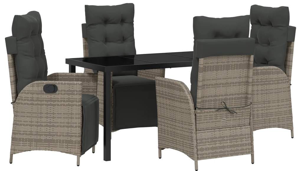 vidaXL Σετ Κήπου 5 Τεμαχίων Γκρι Πολυ Rattan