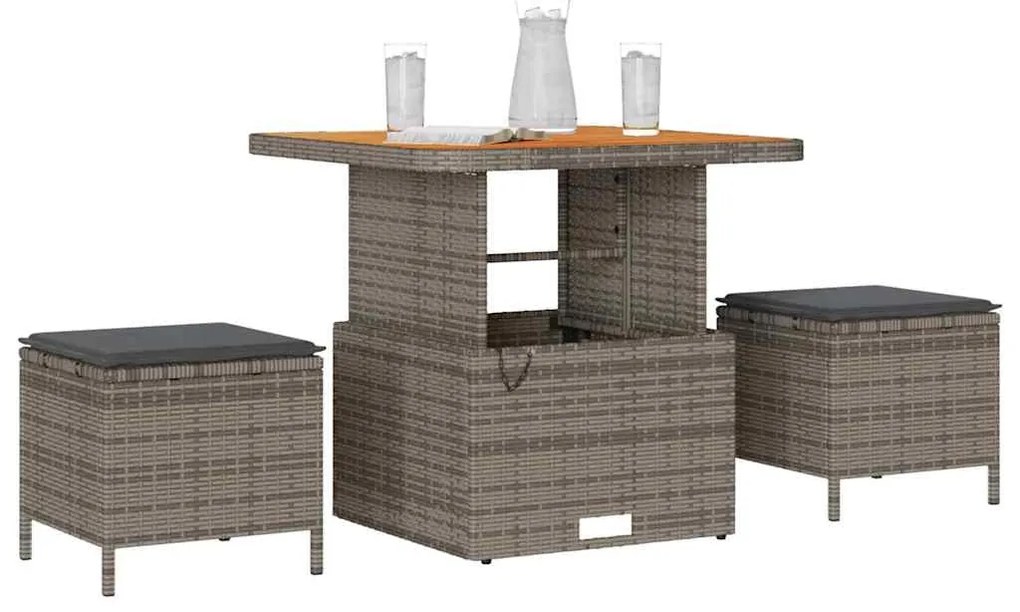 vidaXL Σέτ φαγητού για κήπο Γκρι συνθετικό ρατάν