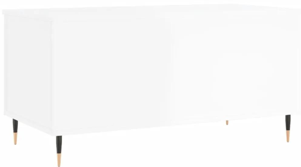 Τραπεζάκι Σαλονιού Γυαλ. Λευκό 90x44,5x45 εκ. Επεξεργ. Ξύλο - Λευκό