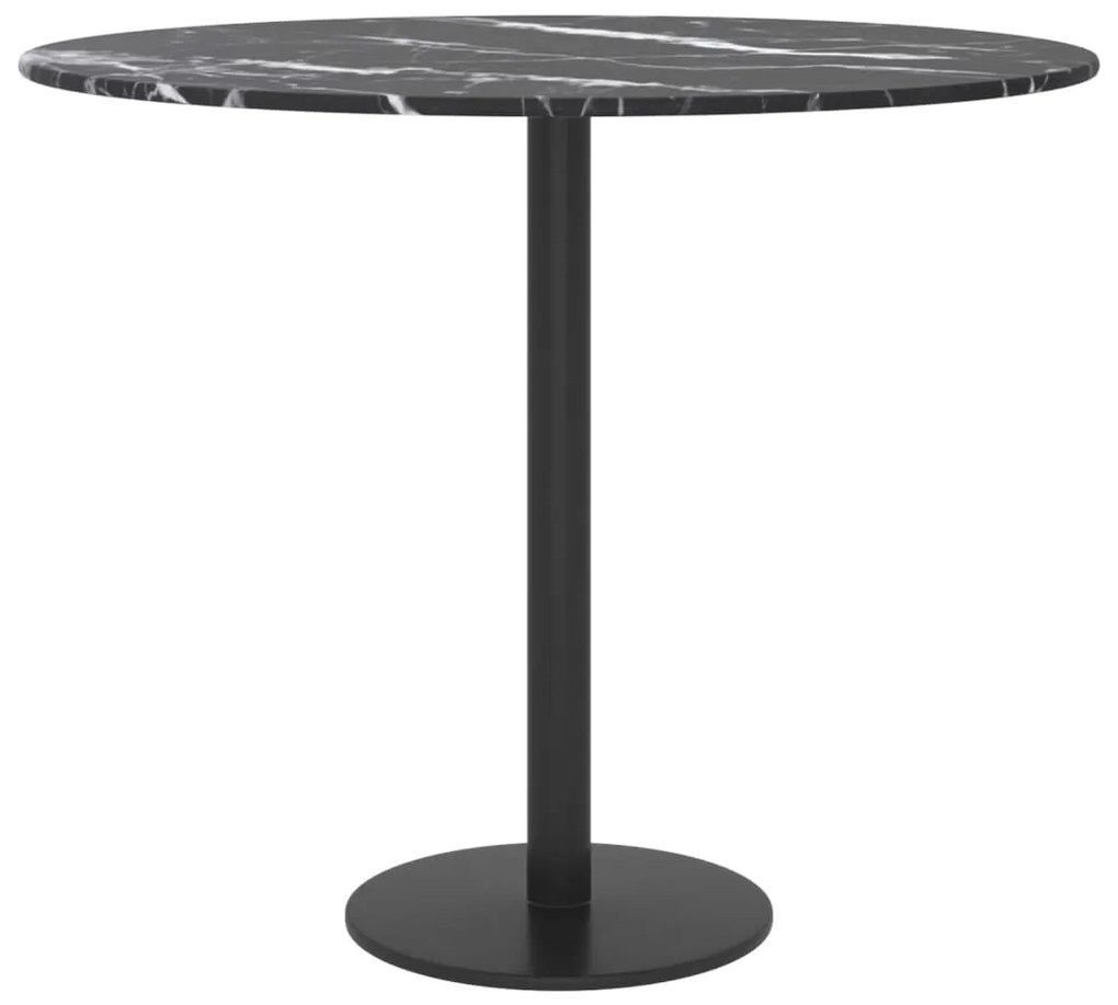 vidaXL Επιφάνεια Τραπεζιού Μαύρη Ø50 x 0,8 εκ. Ψημ. Γυαλί Μαρμ. Σχέδιο