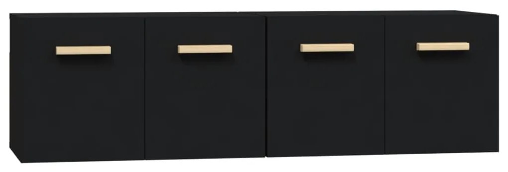 vidaXL Ντουλάπια Τοίχου 2 Τεμ. Μαύρα 60x36,5x35 εκ. Επεξεργασμένο Ξύλο
