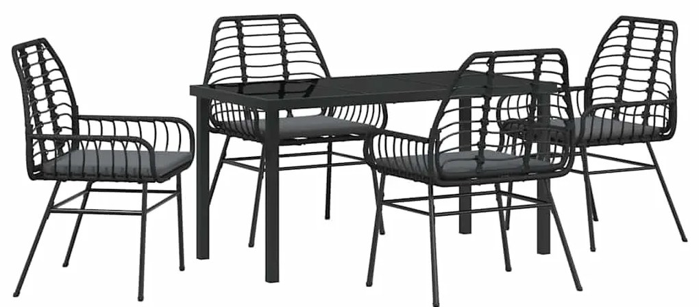 vidaXL Σέτ φαγητού για κήπο 5 pcs Μαύρο συνθετικό ρατάν