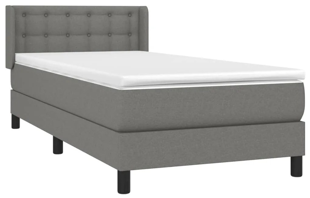 vidaXL Κρεβάτι Boxspring με Στρώμα Σκούρο Γκρι 90x190 εκ. Υφασμάτινο