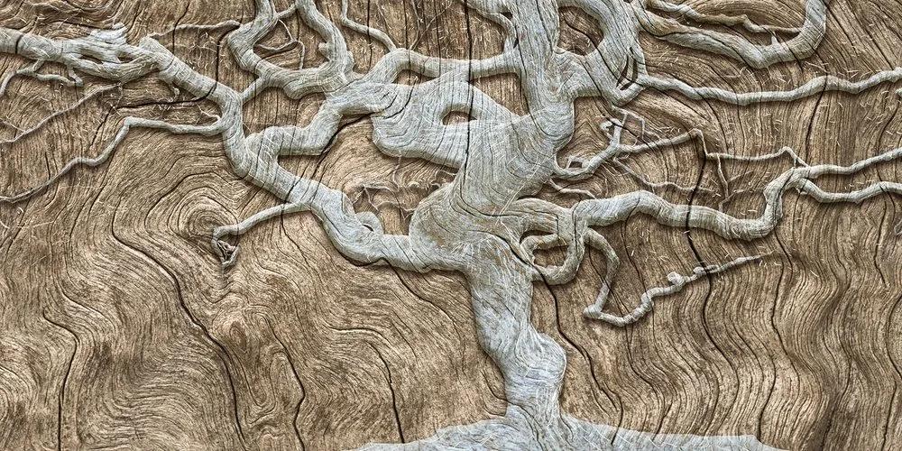 Αφηρημένη εικόνα δέντρο σε ξύλο σε μπέζ σχέδιο - 100x50