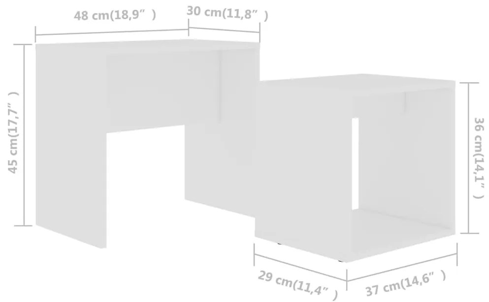 vidaXL Σετ Τραπεζάκια Σαλονιού Λευκά 48 x 30 x 45 εκ. από Επεξ. Ξύλο