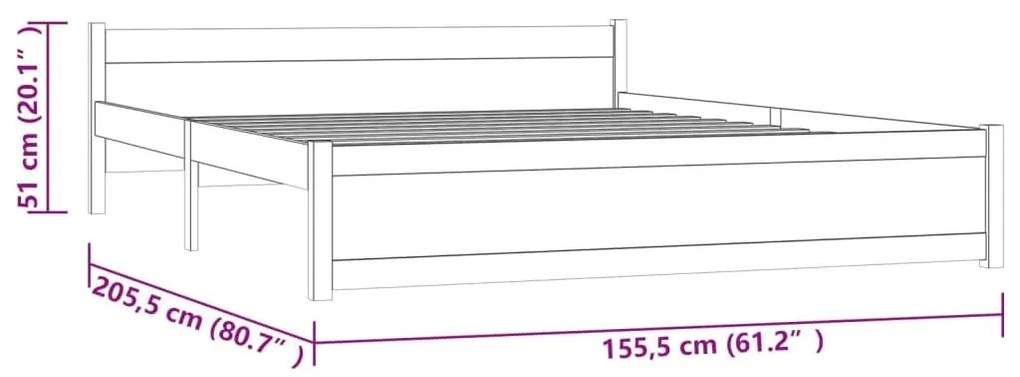 Πλαίσιο Κρεβατιού Λευκό 150 x 200 εκ. Μασίφ Ξύλο King Size - Λευκό