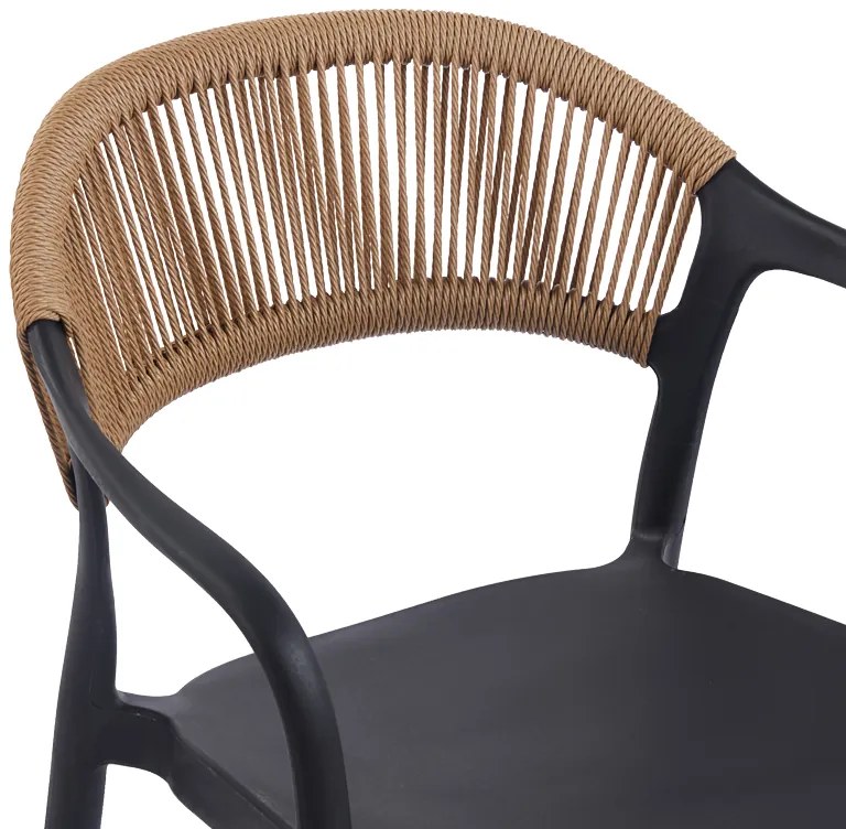 Πολυθρόνα Ankara pakoworld στοιβαζόμενη pp-pe rattan σε μαύρη-φυσική απόχρωση 54x55.5x77εκ