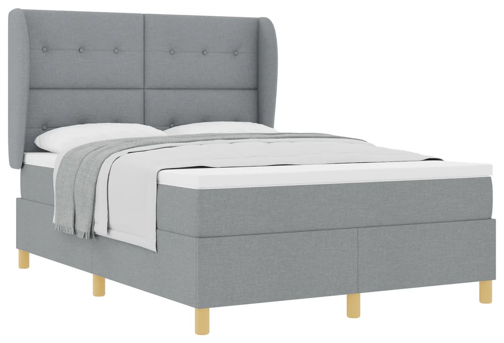 vidaXL Κρεβάτι Box Spring με Στρώμα Γκρι Ανοιχτό 140x200 εκ. Υφασμάτινο