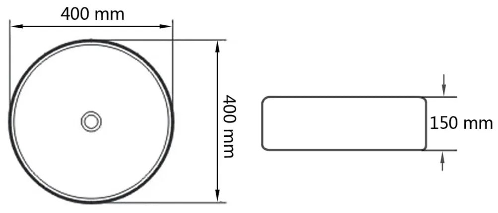 Νιπτήρας Στρογγυλός Μαύρος 40 x 15 εκ. Κεραμικός - Μαύρο