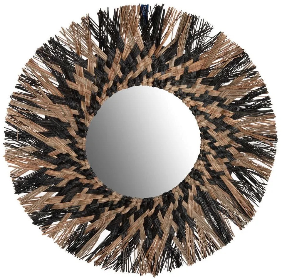 Καθρέπτης Τοίχου HM7833 Φ70cm Με Πλαίσιο Grass Natural-Black Grass
