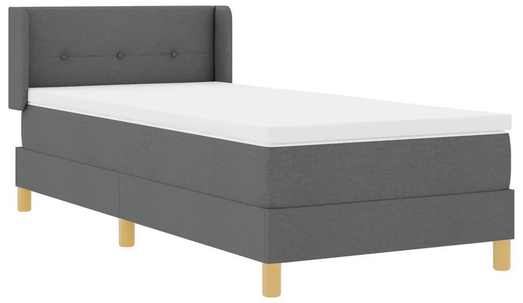 vidaXL Κρεβάτι Box Spring με Ματρες - Σκούρο Γκρι, 100x200 cm, Ύφασμα
