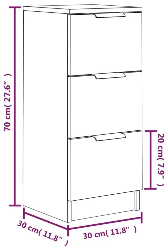 Ντουλάπια 2 τεμ. Καπνιστή δρυς 30x30x70 εκ. Επεξεργασμένο Ξύλο - Καφέ