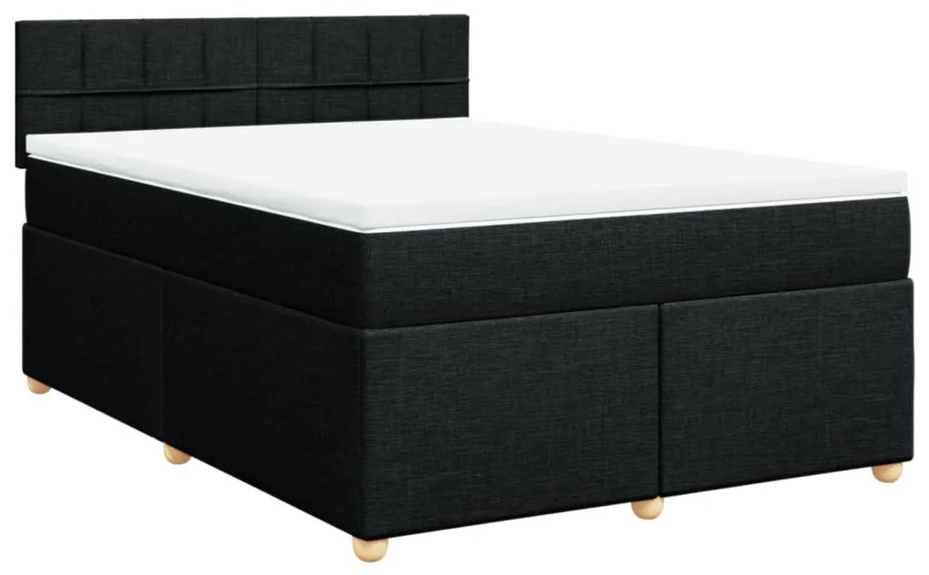 vidaXL Κρεβάτι Boxspring με Στρώμα Μαύρο 140x200 εκ. Υφασμάτινο