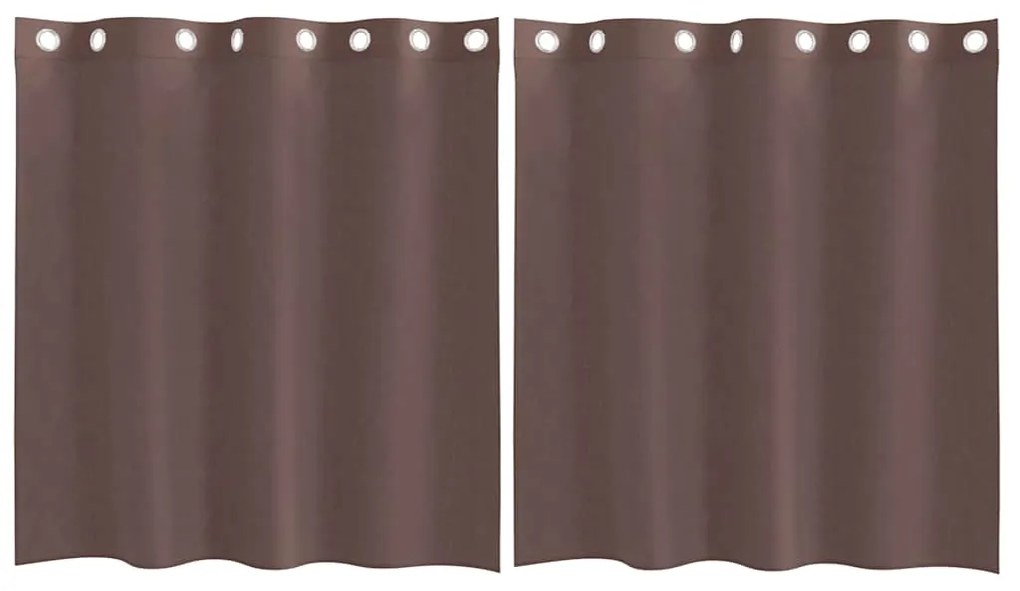 Κουρτίνες Voile με ροδέλες 2 τεμάχια Καφέ 140x140 εκ. - Καφέ