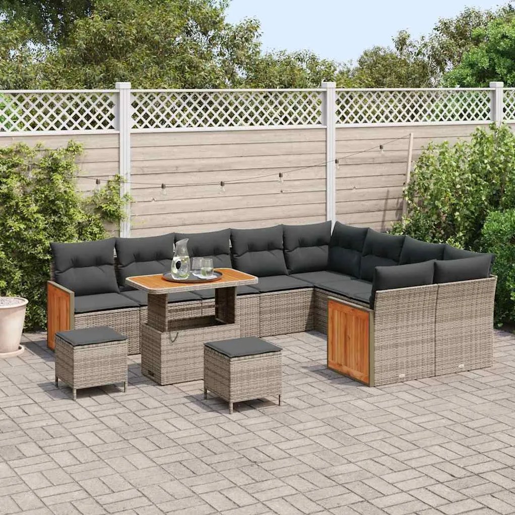 vidaXL Σετ Καναπέ Κήπου 12 pcs Γκρι 90 x 55 x 71 cm συνθετικό ρατάν
