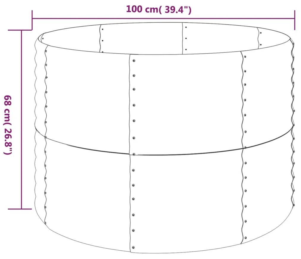 vidaXL Ζαρντινιέρα Γκρι 100x100x68 εκ. Ατσάλι με Ηλεκτρ. Βαφή Πούδρας