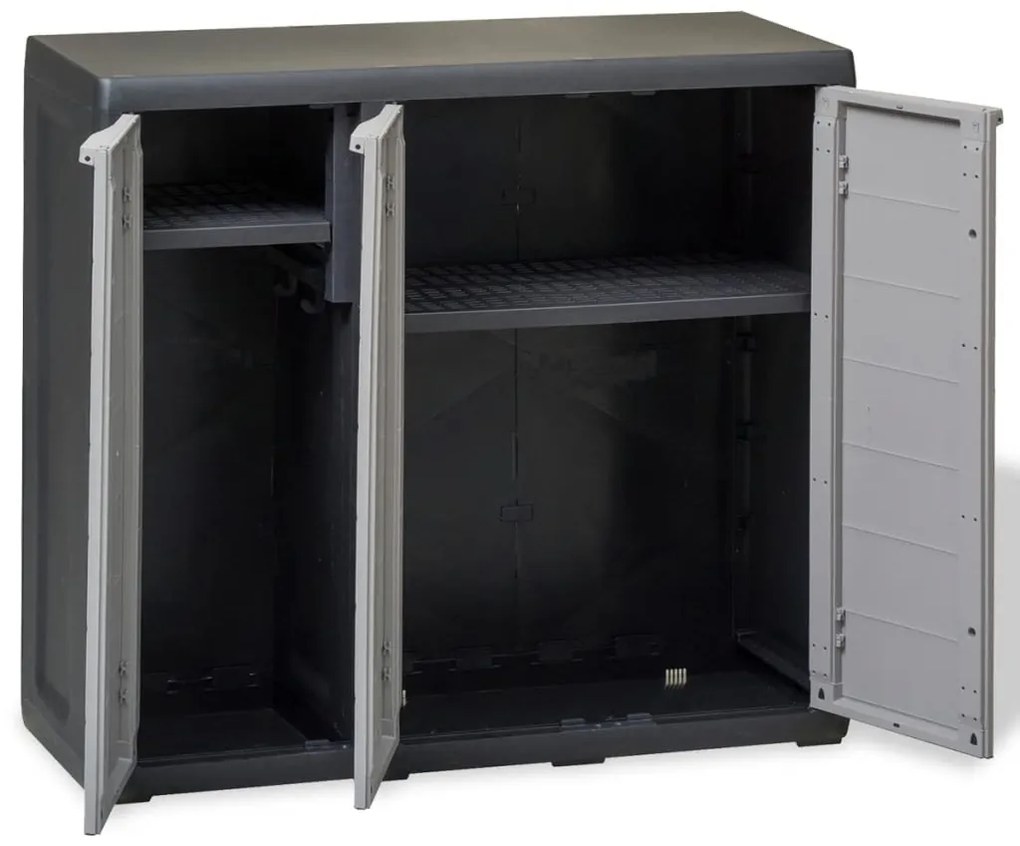 vidaXL Ντουλάπι Αποθήκευσης Εξωτερικού Χώρου με 2 Ράφια Μαύρο / Γκρι