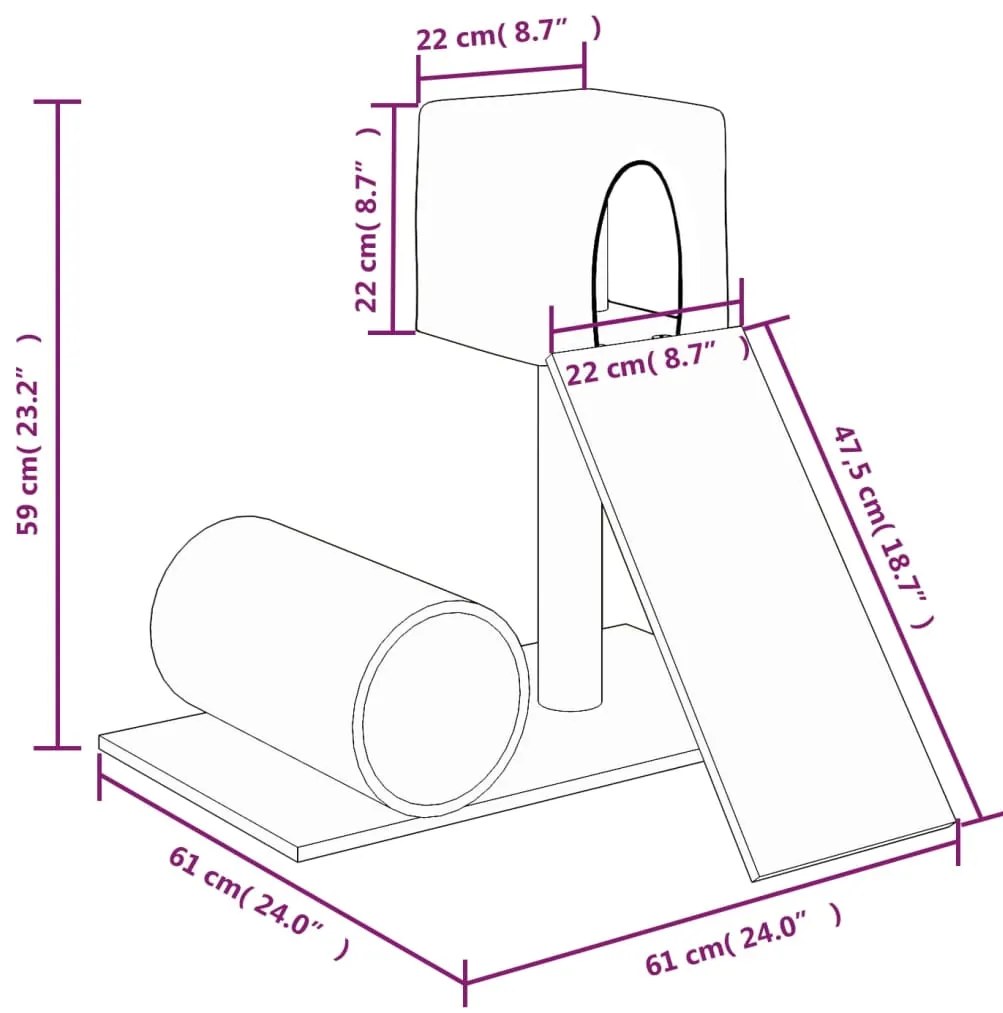 vidaXL Γατόδεντρο Κρεμ 59 εκ. με Στύλους Ξυσίματος από Σιζάλ