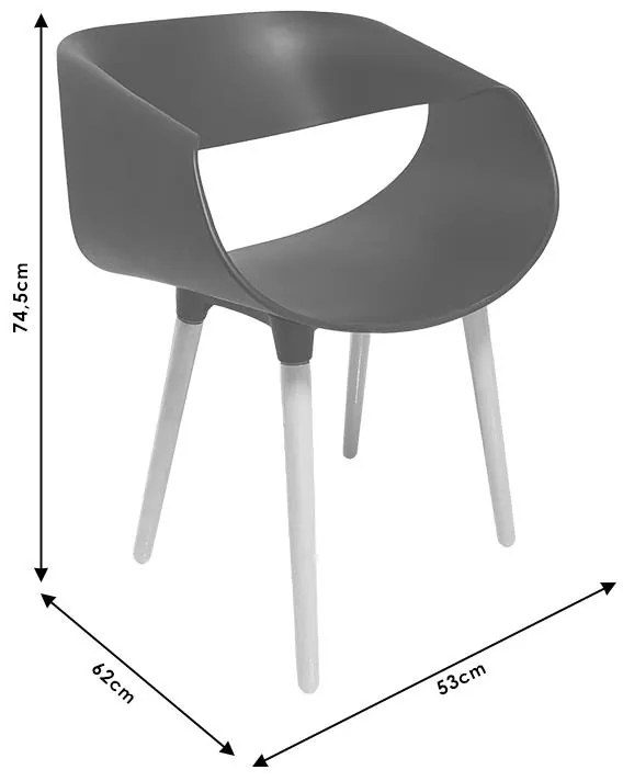 Πολυθρόνα Aura PP μαύρο-φυσικό πόδι 53x62x74.5 εκ.