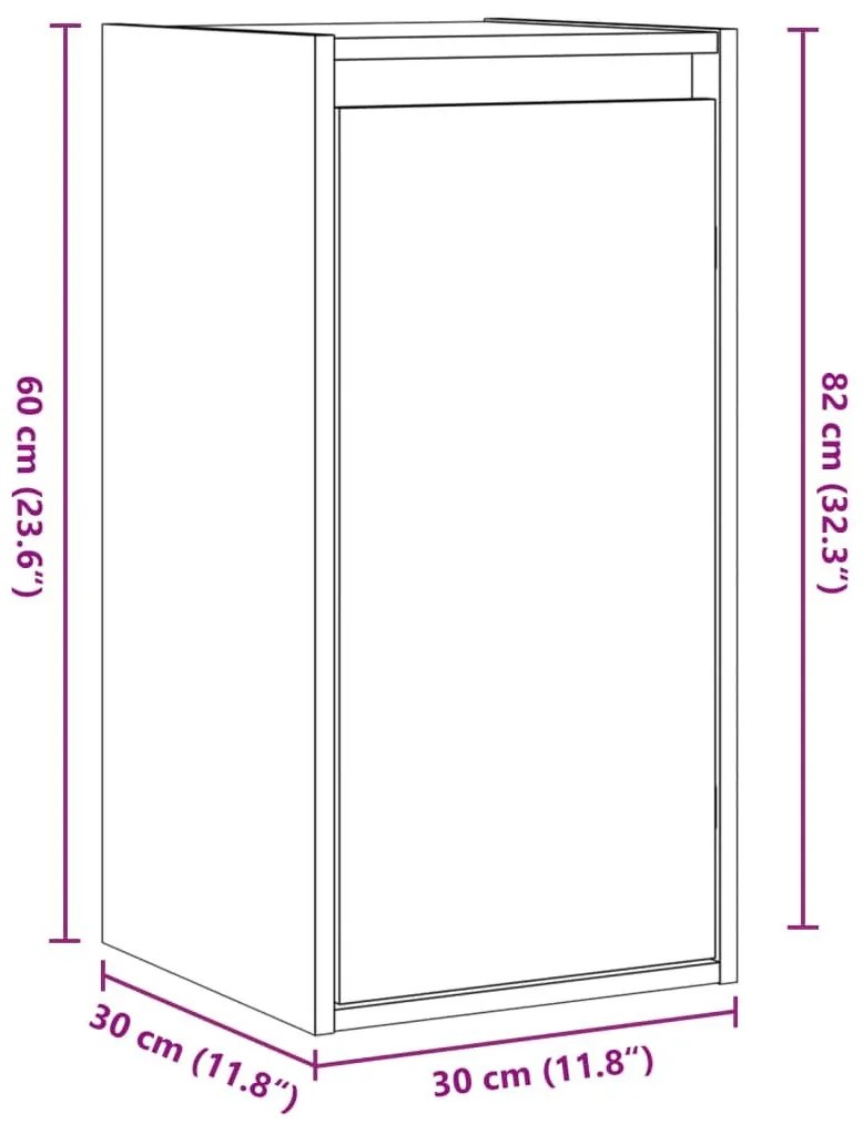 Ντουλάπι Τοίχου 30 x 30 x 100 εκ. από Μασίφ Ξύλο Πεύκου - Καφέ