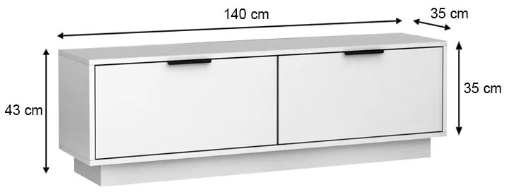 Έπιπλο τηλεόρασης Lisa Megapap χρώμα λευκό 140x35x43cm.