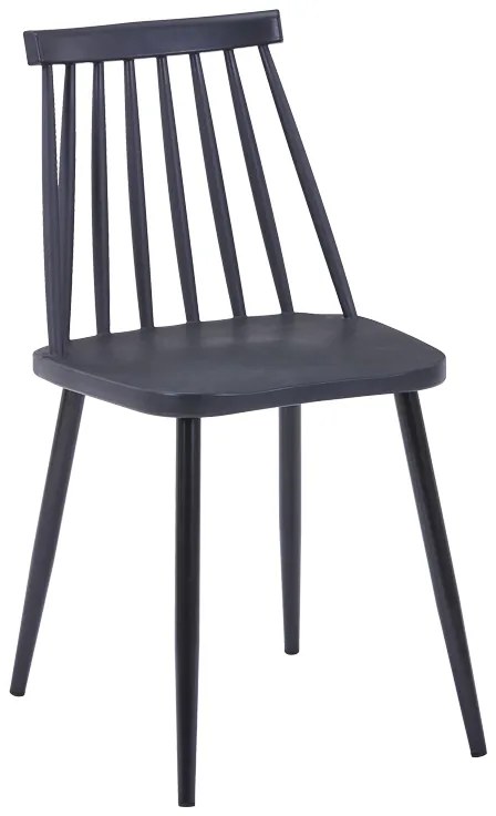 Καρέκλα Aurora I pakoworld pp σε μαύρη απόχρωση-πόδι μεταλλικό μαύρο 43x48x79εκ