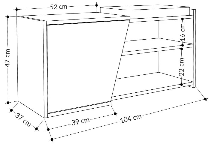 ΠΑΠΟΥΤΣΟΘΗΚΗ FIONA MEGAPAP ΧΡΩΜΑ ΛΕΥΚΟ - ΑΝΘΡΑΚΙ 104X37X47ΕΚ.