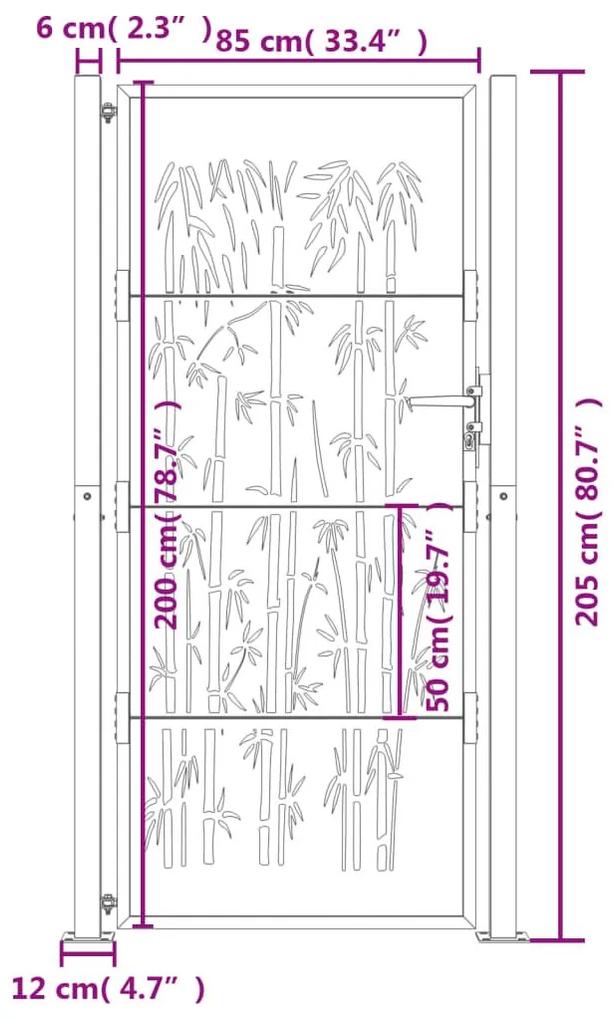 Πύλη Κήπου με Σχέδιο Μπαμπού 105 x 205 εκ. από Ατσάλι Corten - Καφέ