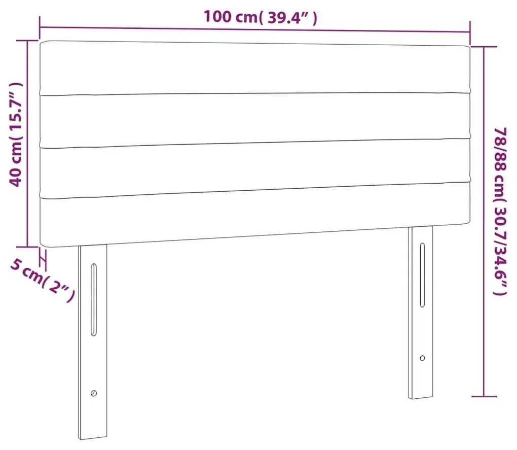 Κεφαλάρι Κρεβατιού LED Ροζ 100x5x78/88 εκ. Βελούδινο - Ροζ