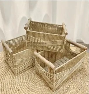 Σετ 3 Καλάθια Bamboo σε Φυσικό 36x23x24cm,31x19x13cm,26x15x12cm Etoile AB-014A