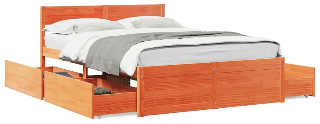 Σκελετός Κρεβ. Χωρίς Στρώμα Καφέ Κεριού 120x190 εκ Μασίφ Πεύκο