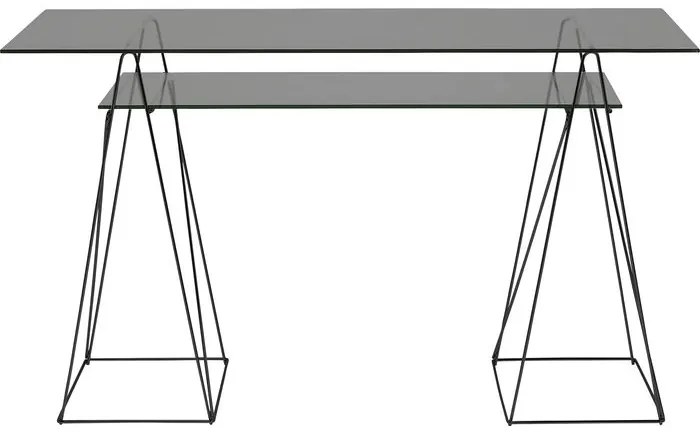 Γραφείο Polar Μαύρο με Γυαλί 135x65x72εκ - Μαύρο