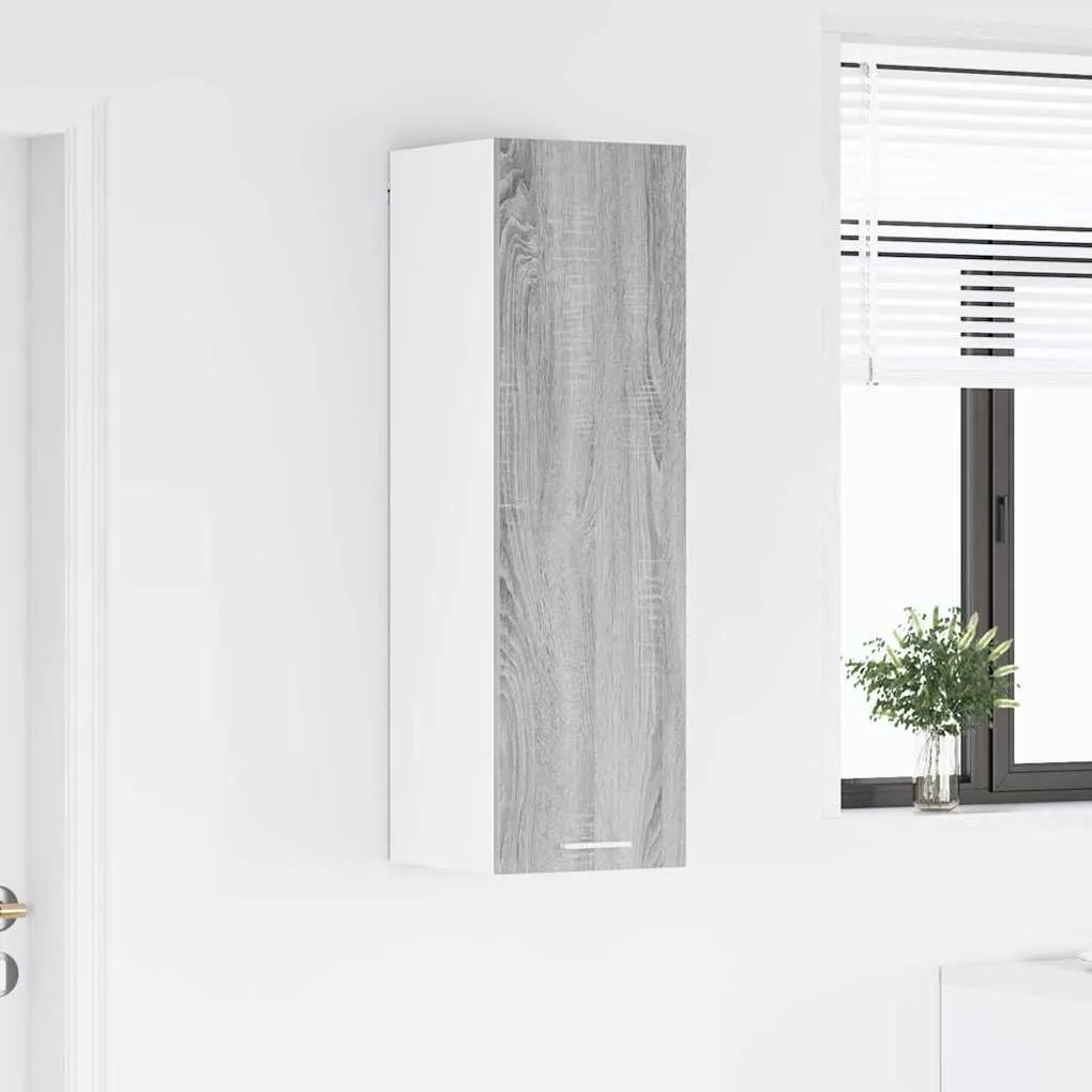 vidaXL Κρεμαστό ντουλάπι με πόρτα Riga Γκρίζο Σονομα 30 x 31 x 100 εκ.