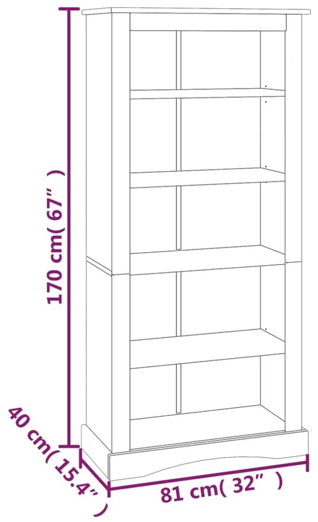 vidaXL Βιβλιοθήκη 5 Επ. Μεξικ. Στιλ Corona Λευκό 81x40x170 εκ.