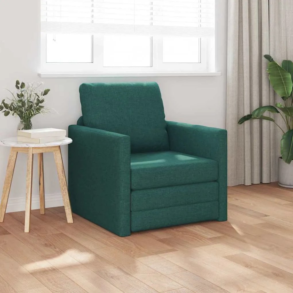 vidaXL Κρεβάτι Καναπές 2 σε 1 Σκούρο Πράσινο 74x77x81 εκ Υφάσματος