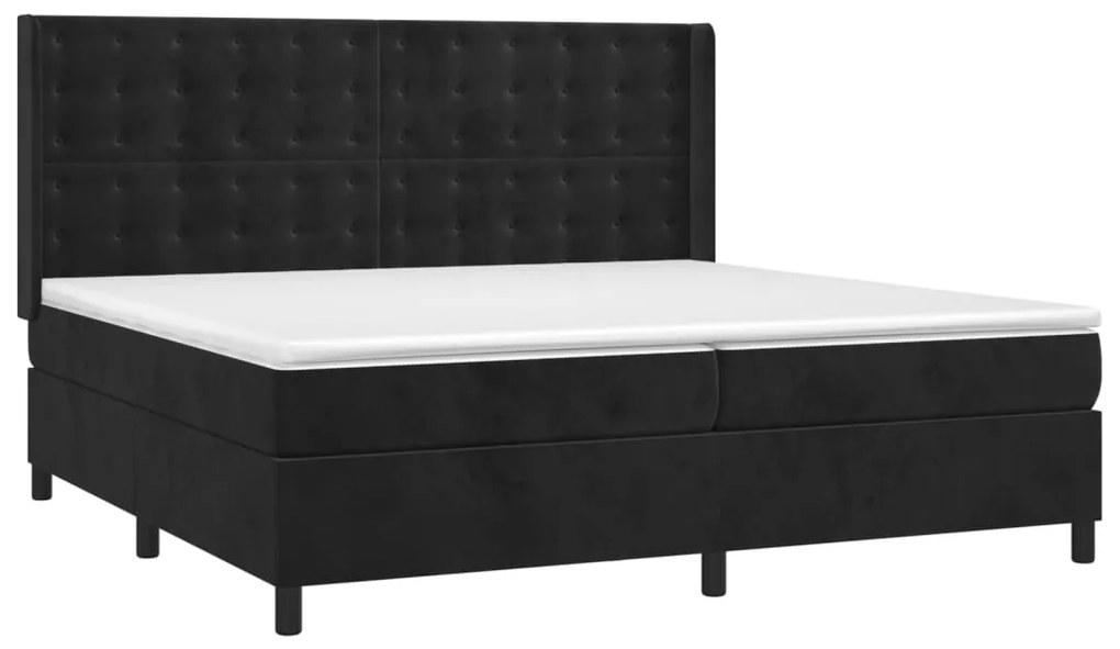 vidaXL Κρεβάτι Boxspring με Στρώμα Μαύρο 200x200 εκ. Βελούδινο