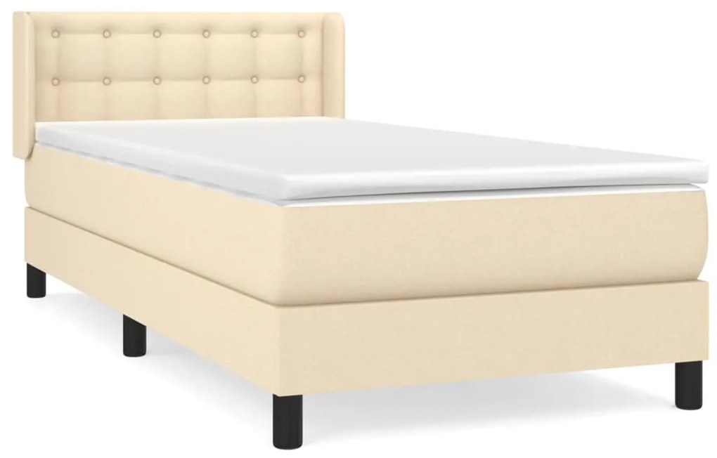 vidaXL Κρεβάτι Boxspring με Στρώμα Κρεμ 80 x 200 εκ. Υφασμάτινο